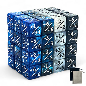 Luck Lab MTG Magic Life Counter Dice, 48 PCS - Compatible w/Magic Card Game Accessories, CCG Creature Stats w/ 2 Dice Bags (Blue