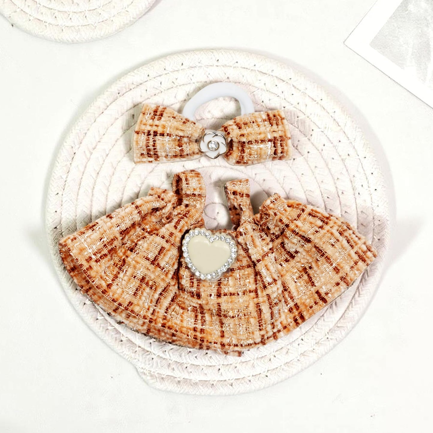 17cm Doll Clothes Set & Outfit Set for 17cm Dolls - enhanced Dresses with Accessories  Doll Clothing Set Replacement (No Doll)  Light Brown