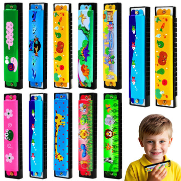 Upins 10Pcs Harmonica,16 Holes Cartoon Harmonica Musical Instrument,Beginners For Musical Party For Music Class(10 Styles)