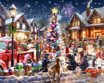 Vermont Christmas Company Snowman Contest Jigsaw Puzzle 1000 Piece - Large Piece Christmas Puzzle - Interlocking & Randomly Shaped Pieces - 30' X 24'