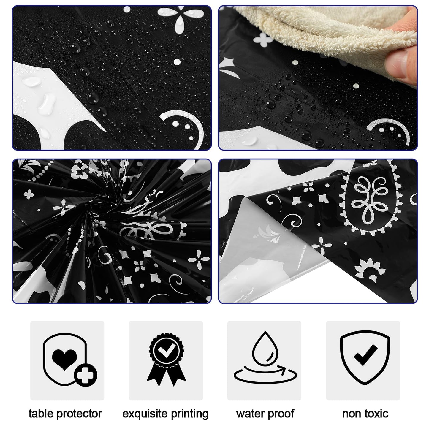 Oudain 6 Pcs 54 x 108 Western Party Decorations Cowgirl Rodeo Paisley Tablecloths Plastic Rectangle Table Runner Table Cover Bir