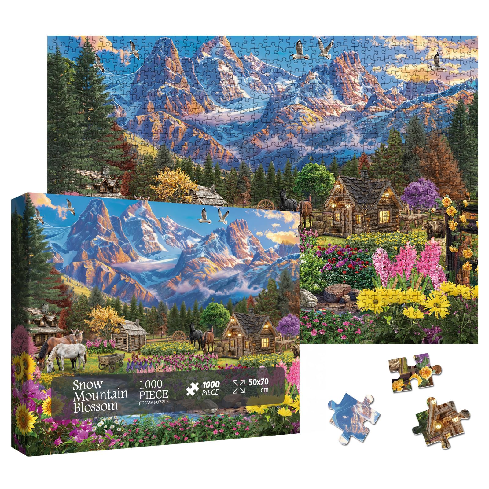 Pretty Scenic Nature Landscape Jigsaw Puzzle 1000 Piece for mature-themed  Beautiful Sunflower Colorful Flower Jigsaw Puzzles  Funny Horse Aesthetic Plant Puzzle