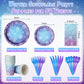 Winter Snowflake Paper Plates and Napkins Set, Blue and Purple Snowflake Winter Wonderland Disposable Tableware for Christmas Wi