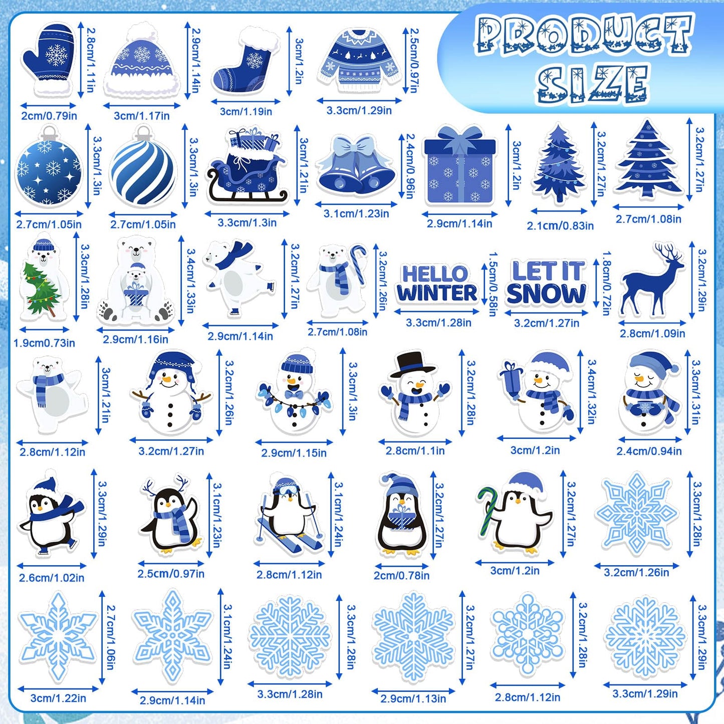 JULBEAR Winter Foam Sticker, 300Pcs Penguin Snowman Snowflakes Self Adhesive Foam Stickers for Kids Christmas Party Favors DIY C
