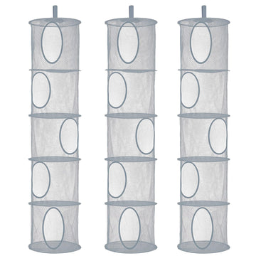 3Pcs Stuffed Animal Storage Foldable Stuffed Animal Net Or Hammock Organizer, 5 Compartments Hanging Mesh Toy Storage Hammock Fo