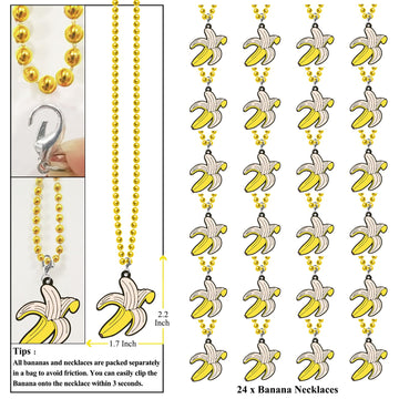 KeeStar 24 Pack Banana Necklace Party Favors for Fruit Themed Baby Shower, Birthday Party Goodie Bag Fillers,School Carnival Rew