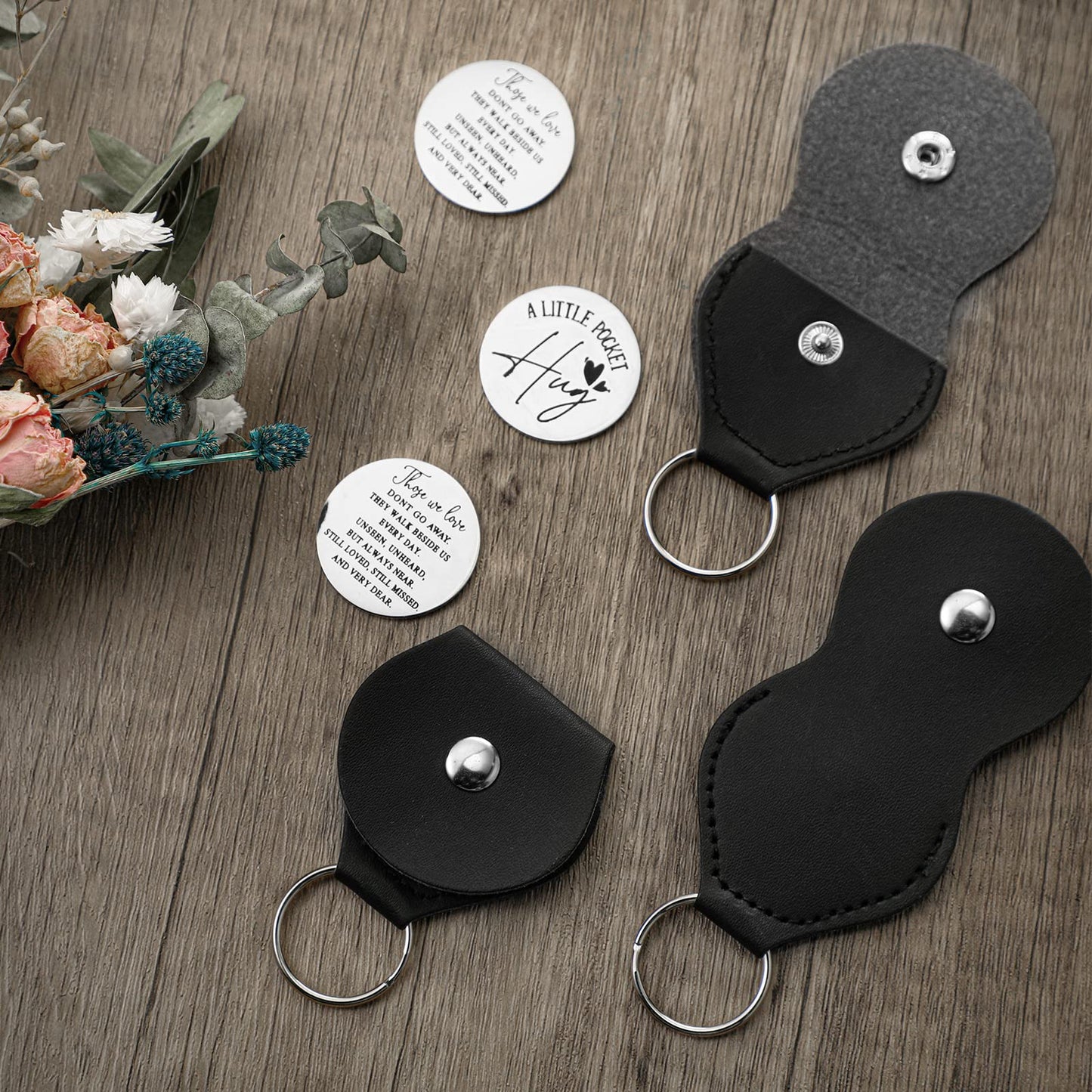 3 Pieces A Little Pocket Hug Tokens Keepsake Those We Love Don'T Go Away Sympathy Quotes Stainless Steel Coin Sign Double Sided