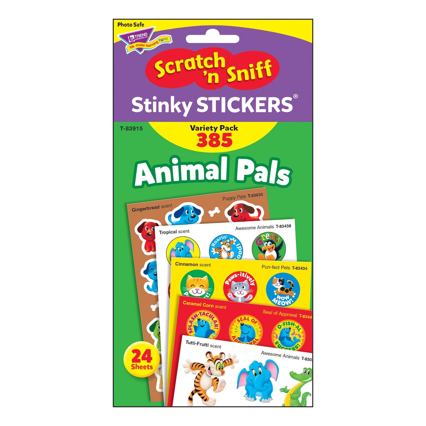 Animal Pals Stinky Stickers Variety Pack by TREND Enterprises, Inc.; 385 ct.; 52 Designs, 5 scents