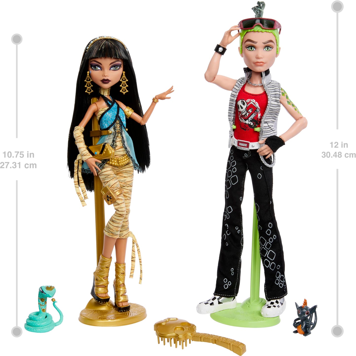 Monster High Booriginal Creeproduction Dolls 2-Pack, Cleo De Nile & Deuce Gorgon, Collectible Reproductions, Multicolor, Model HRP86