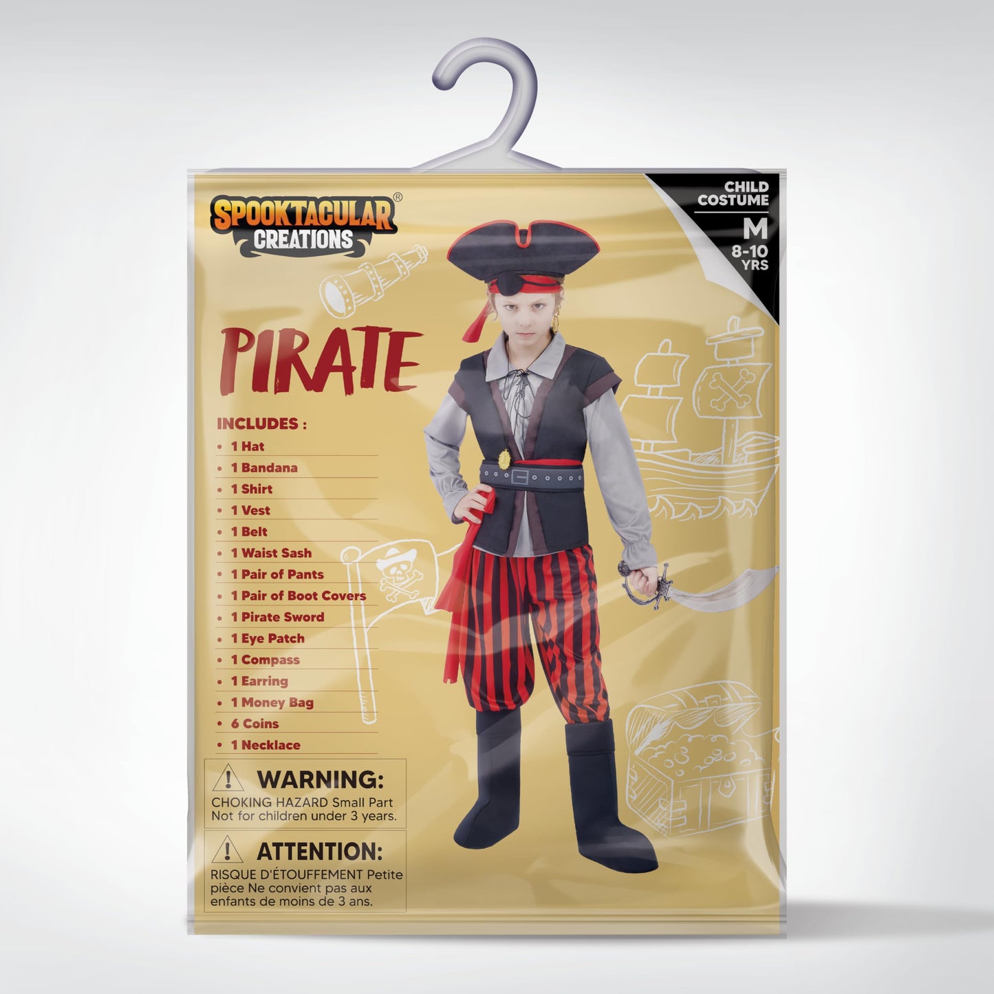 Spooktacular Creations Halloween Boys Costume  Boys Pirate Costume  Kids Pirate Outfit with Accessories for Halloween Role Playing Party(Small(5-7 yrs))