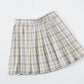 Womens Short Pleated Plaid Costumes Skirt(Beige Dark Brown Mixed Blue,2Xl)