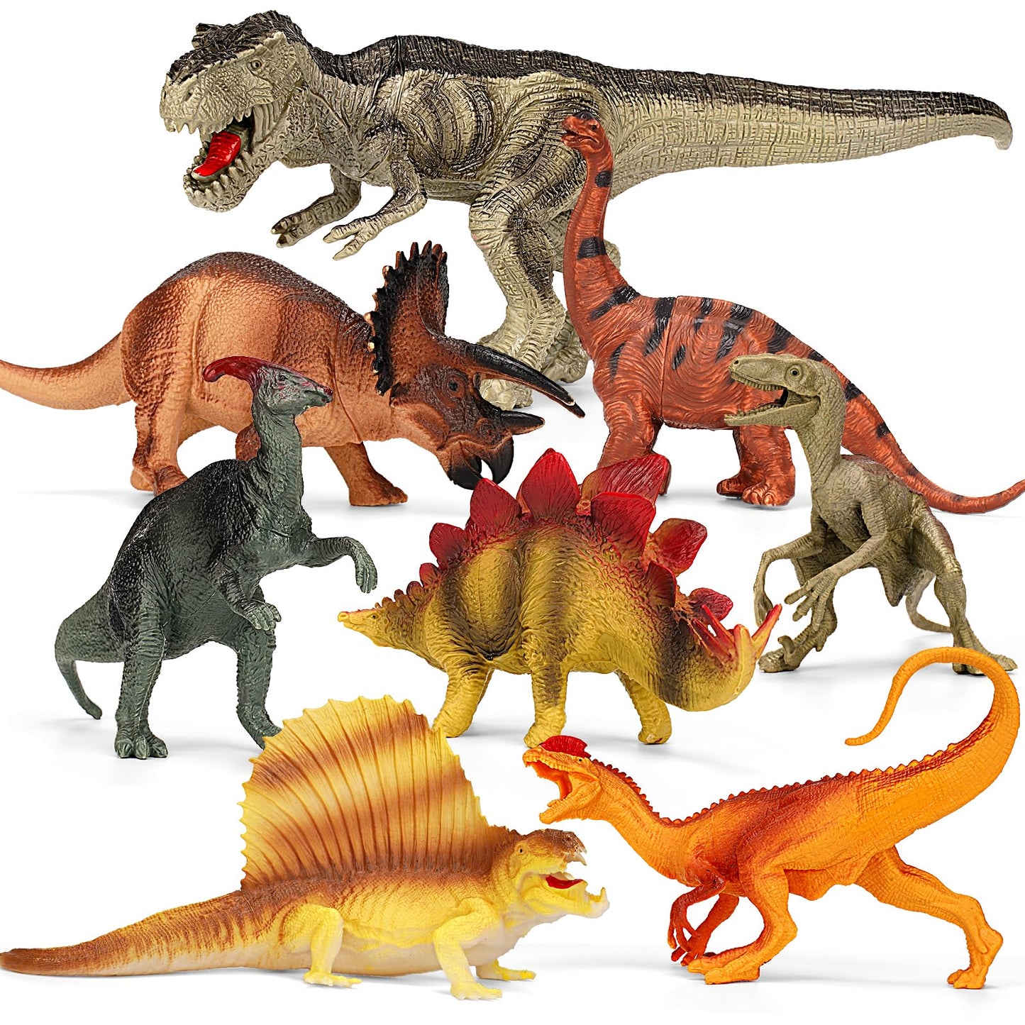 Dinosaur Toys For Kids 3-5, 8 Pcs Realistic Plastic Dinosaur Toys Set, Toddler Dinosaur Toy, 6'' To 10'' Large Dinosaurs Toys Fo