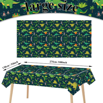 3 Pieces Dinosaur Plastic Tablecloth Dinosaur Birthday Party Plastic Table Covers For Boy Birthday Baby Shower Party Decorations Supplies 54X108Inch