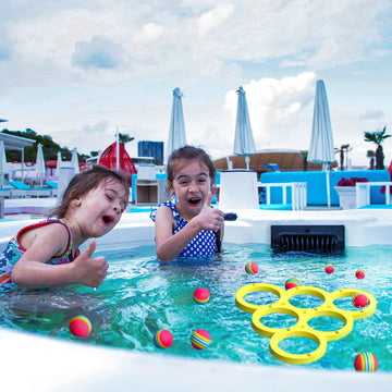 Hiboom Pool Game with Score  Combo Foam Pool Floats with 10 Colorful Tossing Balls  Toss Game Swimming Party Toys Accessories for Family Par  Dive Rings(Triangle)