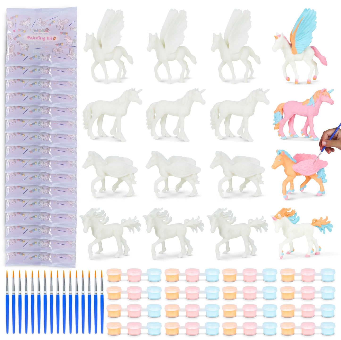 Unicorn Party Favors Painting Kit Pack 16 - BONNYCO | Pinata Stuffers, Kids Party Favors, Prizes for Kids, Unicorn Party Supplie