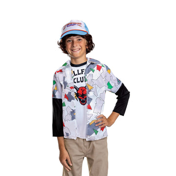 Disguise Dustin Costume Kit For Kids, Official Stranger Things Costume Hat With Top, Child Size Extra Large (14-16)