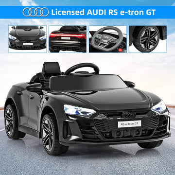 Infans 12V Kids Ride On Car, Licensed Audi Rs E-Tron Gt Electric Vehicle With Remote Control, Toddlers Battery Powered Toy With 4 Wheels Suspension, Led Headlight, Music, Mp3, Usb, Tf Port (Black)