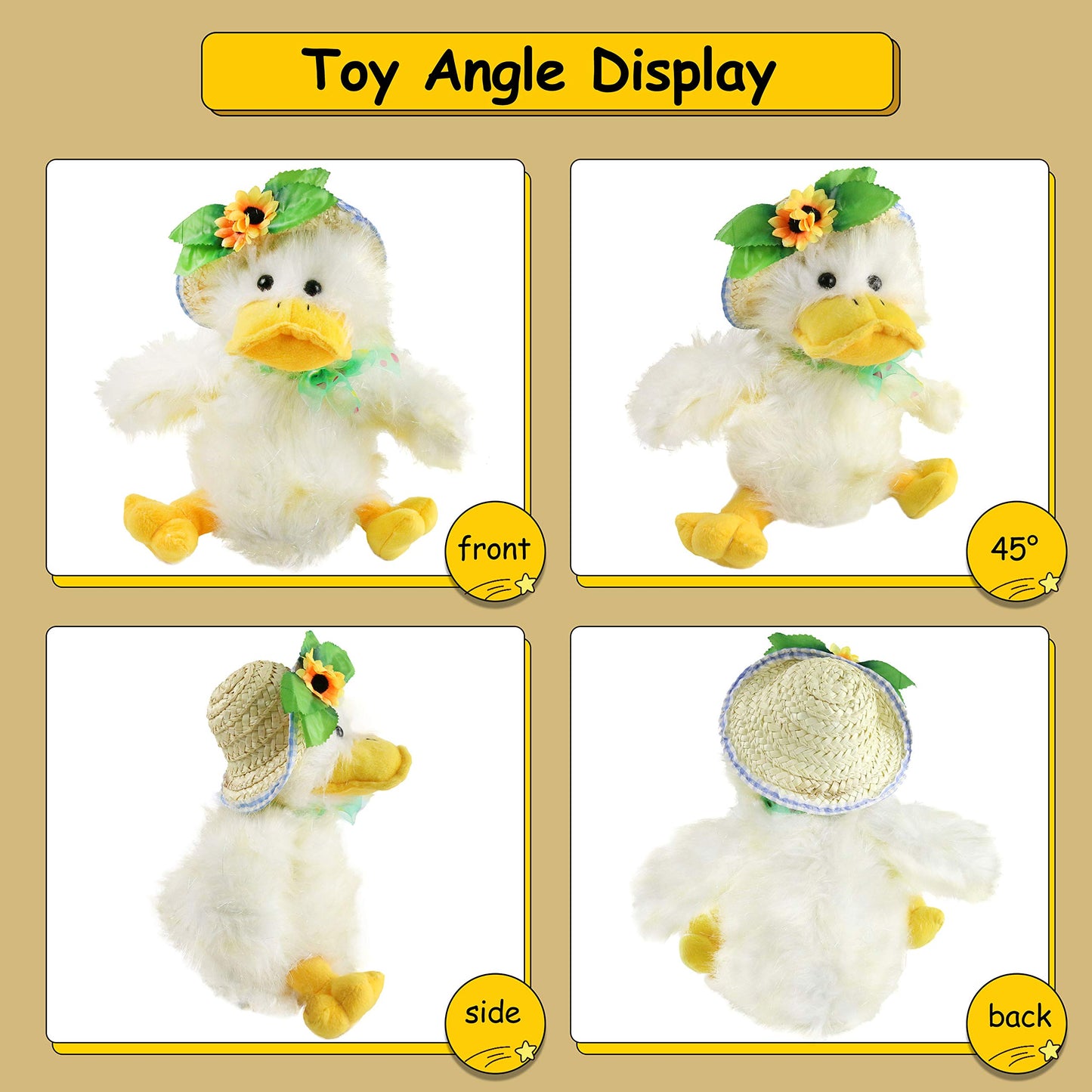 Houwsbaby 12 Electronic Duck Music Dancing Stuffed Animal Singing You Are My Sunshine Waving Interactive Duck Plush Toy With Str
