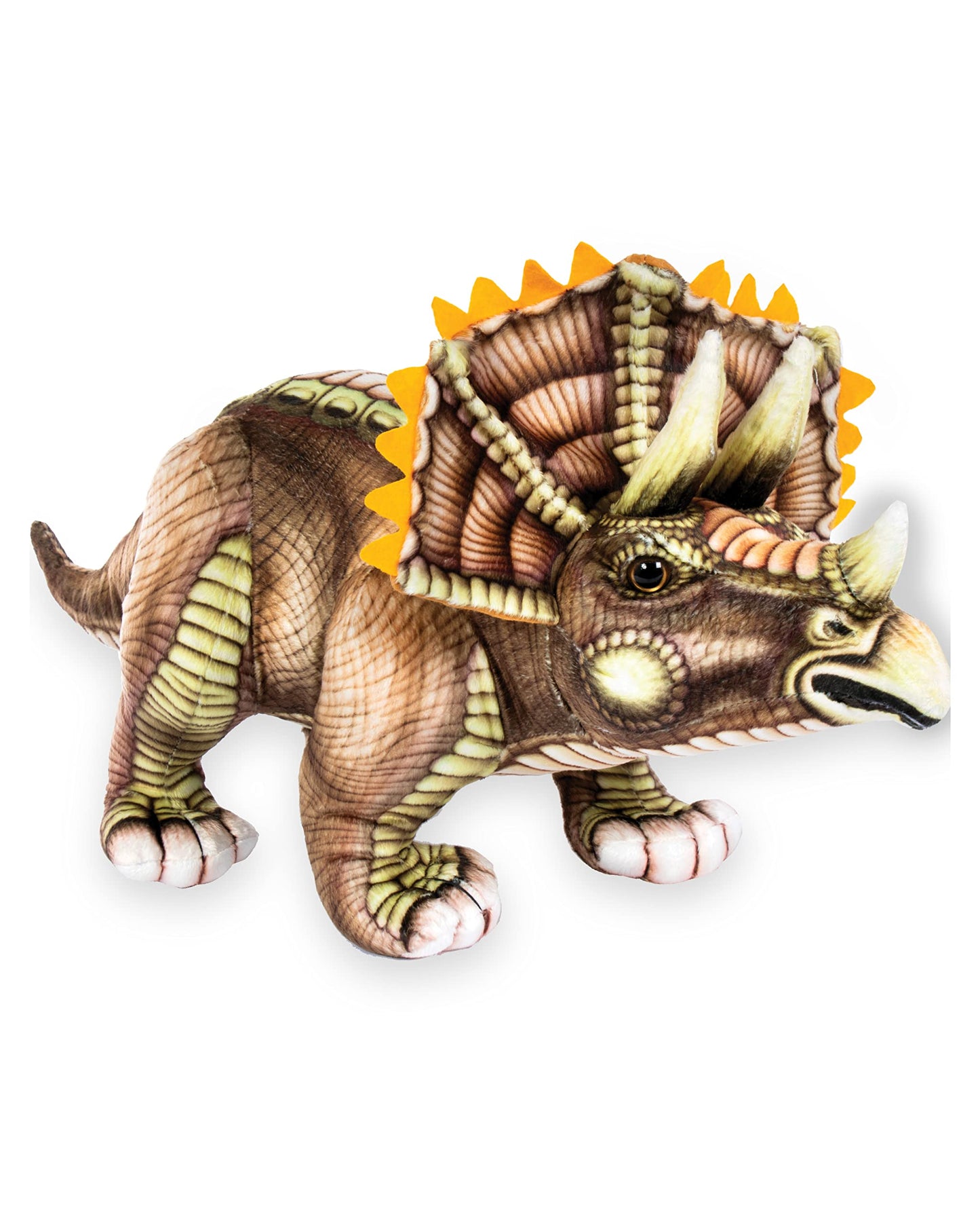Real Planet 14' Dinosaur Plush Toy - Plush Dinosaur Stuffed Animal, Dinosaur Plushie, Baby Safe Dinosaur Plush, Cute Dinosaur Plushies (Brown Triceratops, 14') (24.5' Long)