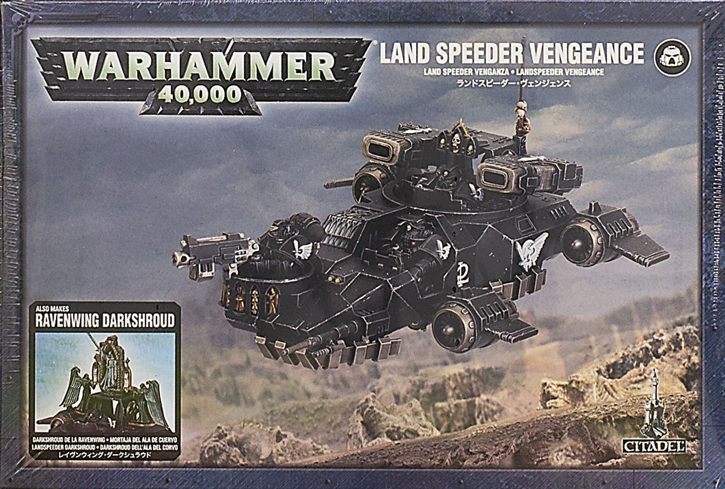 Games Workshop Warhammer 40k Dark Angels Land Speeder Vengeance Model 99120101098 Black Cardboard