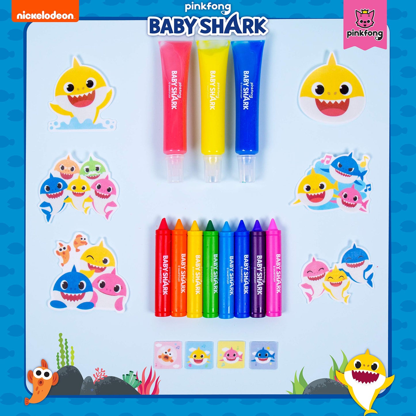 Baby Shark Bath Art Creations Play Set for Kids & Toddlers - Draw Washable Artwork During Bathtime or Shower Time - Dissolvable