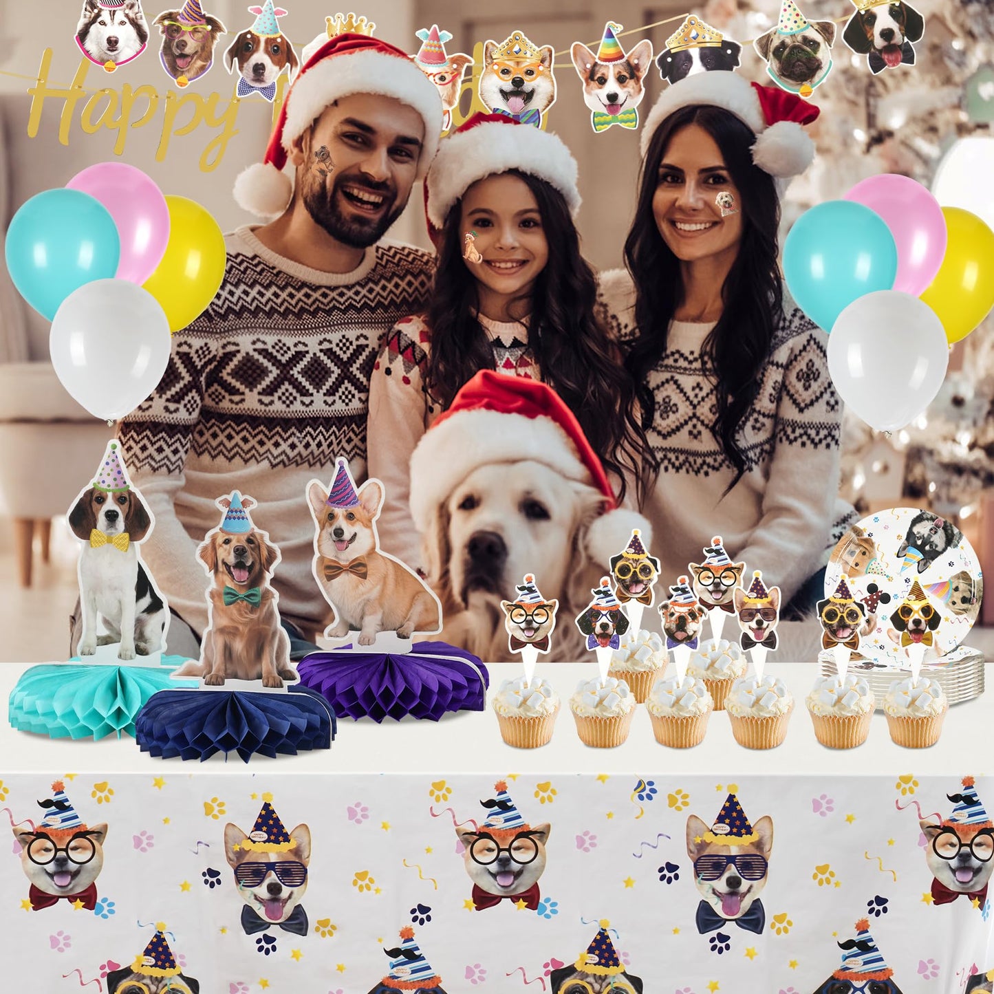 QILICJHZ 165Pcs Dog Birthday Decoration,Dog Party Decorations Serves 20,Puppy Birthday Decorations,Puppy Party Decorations with