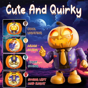 Logth Halloween Themed Toys  Pumpkin Dancing Robot - Plays Spooky Music and Lights Up Eyes  Fun Interactive Sensory Toy for Kids 3-7  Toddler & mature-themed Gifts  Perfect Halloween Party Decoration