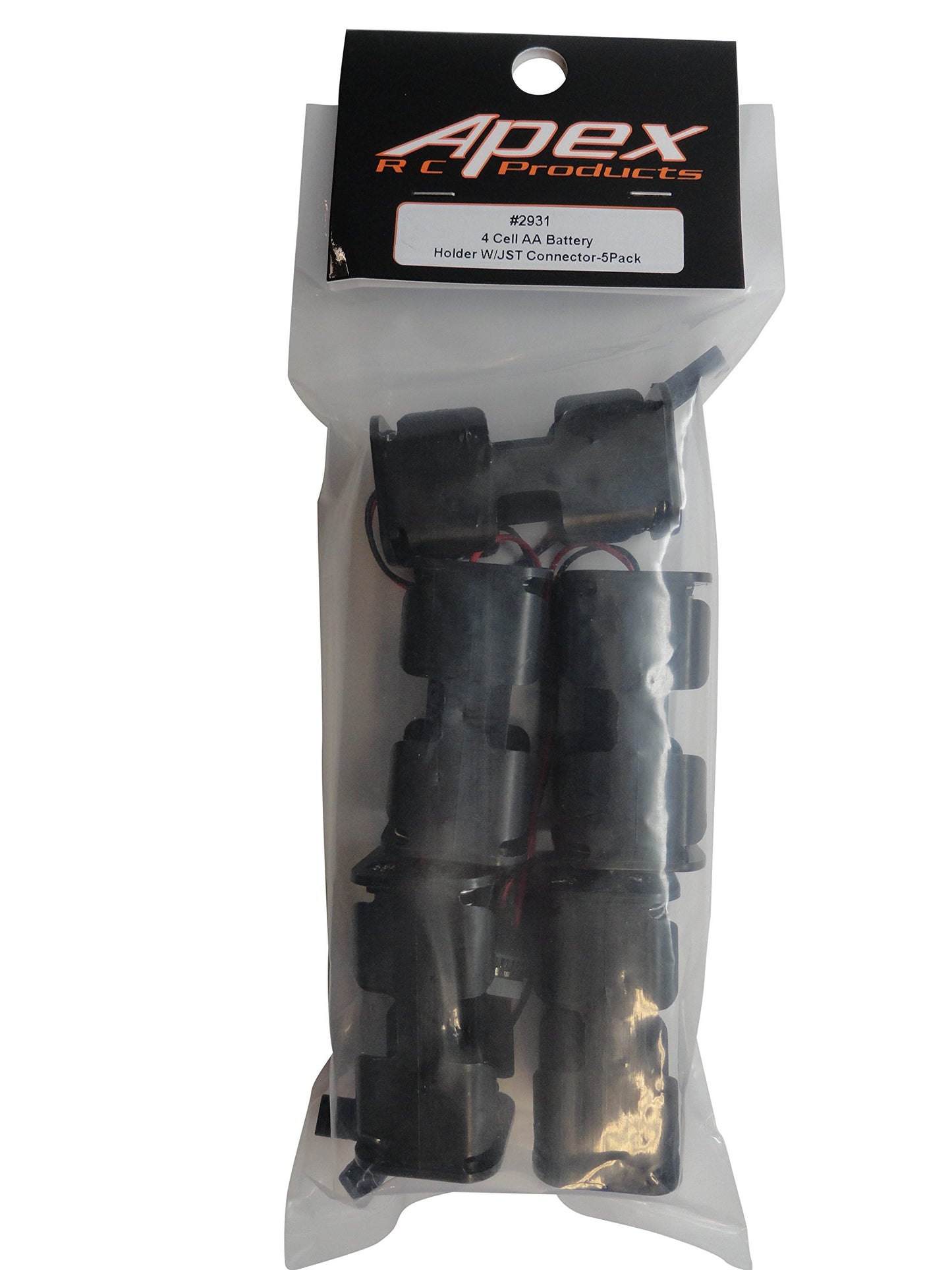 Apex RC Products 4 Cell AA Battery Holder W/JR Style Connector Receiver Battery Pack - 5 Pack 2931