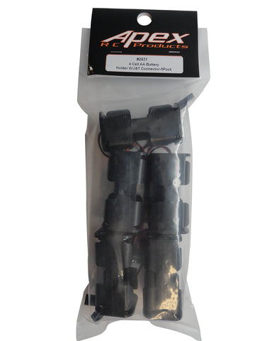 Apex RC Products 4 Cell AA Battery Holder W/JR Style Connector Receiver Battery Pack - 5 Pack 2931