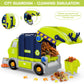 BASUN Take Apart Electric City Clean Truck Toy Set, STEM Plastic Toys for 3-8 Years, Green, DIY with Electric Drill