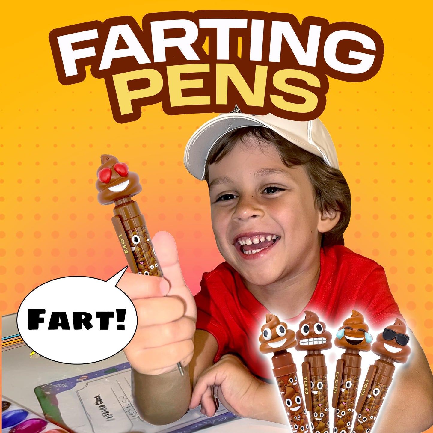 Kamhi World Farting Poop Pen With Multiple Funny Sounds - Perfect Novelty Gift For Kids, Teens & Boys - Functioning Pen & Prank Toy For The Entire Family, Fun Gag Present With Big Laughs (Heart Eyes)