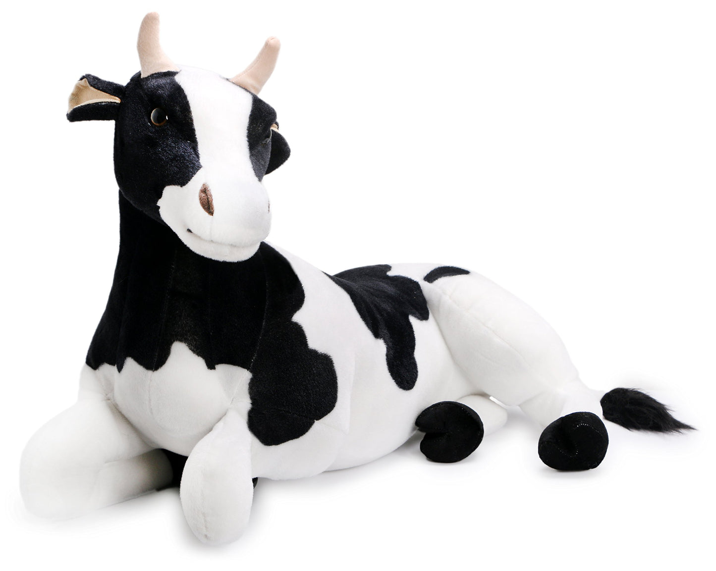 TigerHart Big Stuffed Animal Plush - Milhouse The Cow, 27.5" - Black, White & Cream, Foam Skull Material