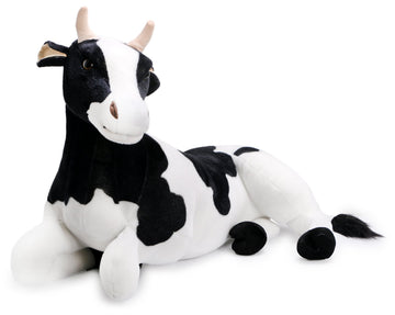 TigerHart Big Stuffed Animal Plush - Milhouse The Cow, 27.5" - Black, White & Cream, Foam Skull Material