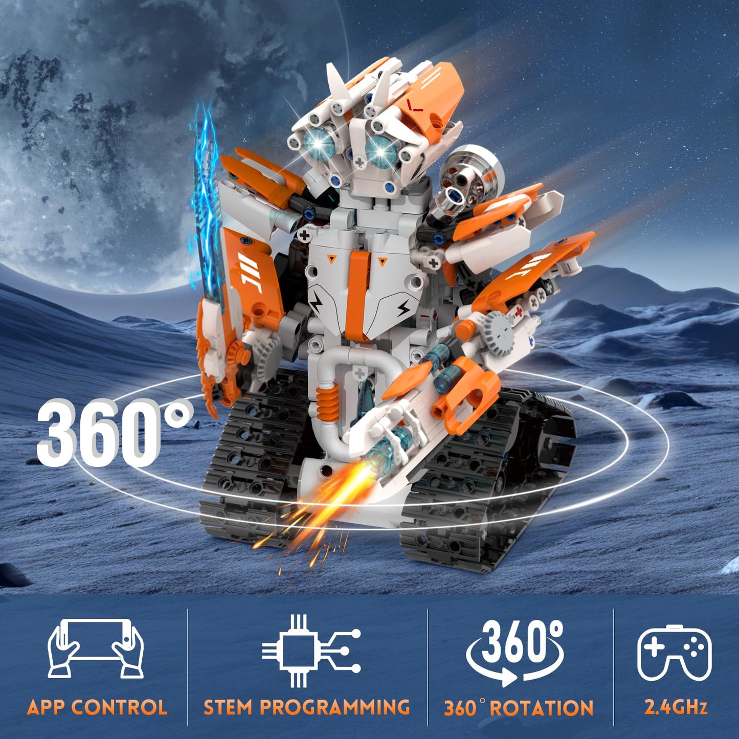 5 In 1 Stem Robot Building Kit, App & Remote Control Robot Rc Toy For Kids, 689 Pcs Building Blocks Set, Diy Engineering Robotic