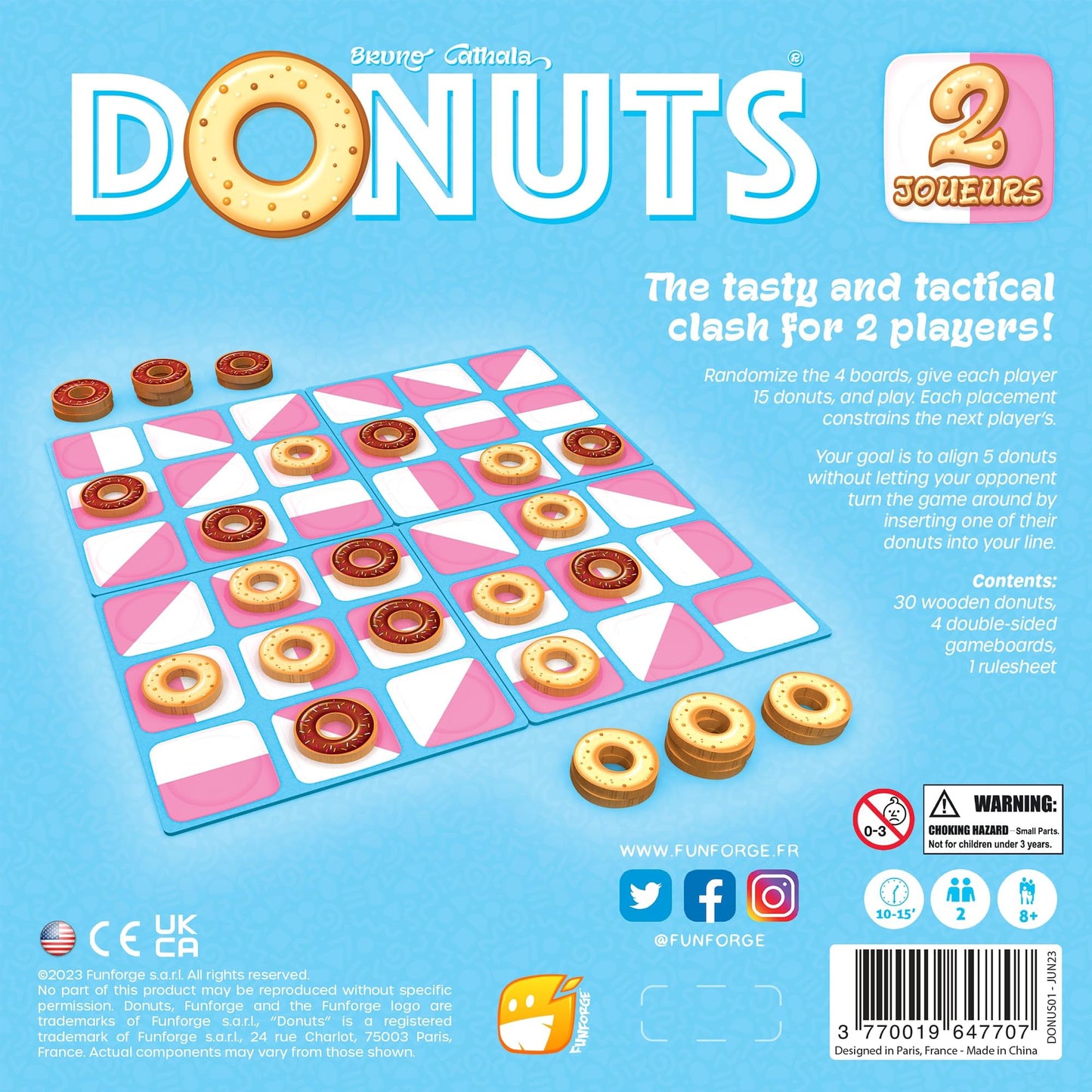 Funforge Donuts Board Game for 2 Players, Abstract Tactical Game, Ages 8+, Multicolor, Model DONUS01