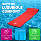TRC Recreation Splash 1.25 Inch Thick Foam Outdoor Swimming Pool Float Mat Large mature-themed Lounger with Built-in Roll Pillow  Red