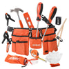 Hi-Spec 16pc Orange Kids Tool Kit Set & Child Size Tool Belt. Real Metal Hand Tools for DIY Building, Woodwork & Construction Le