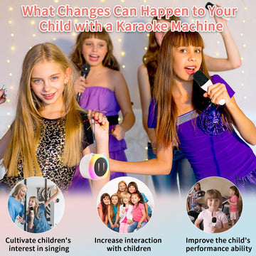 Mini Karaoke Machine For Kids Adults,Portable Karaoke Speaker With 2 Wireless Microphones,Toys Birthday For Girls 4,5,6,7,8,9,10