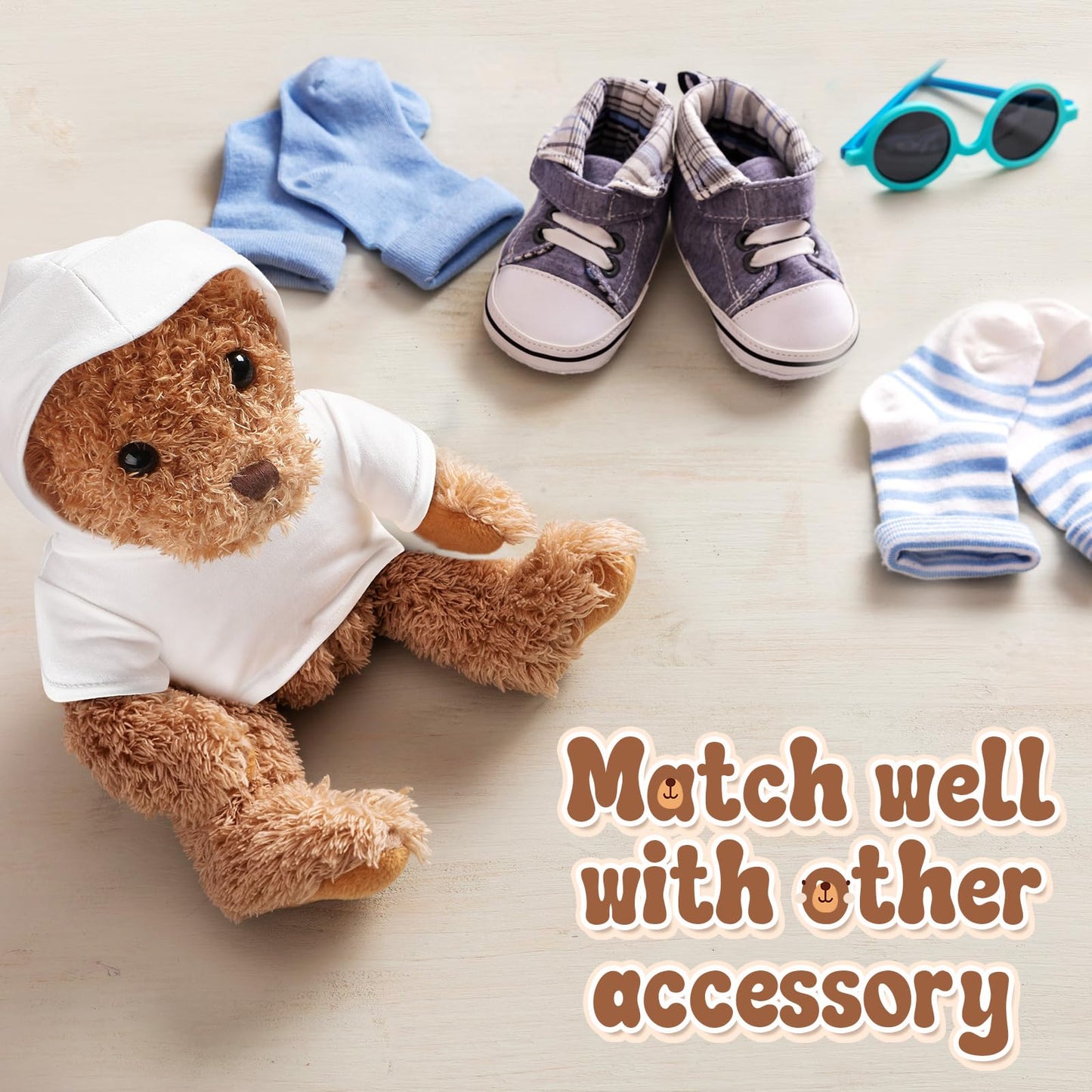 Litherr S 8-12 Inch Stuffed Animal Clothes Tshirt Sublimation Plush Bear Hoodie Perfect For Diy Your Personalization Stuffed Dol