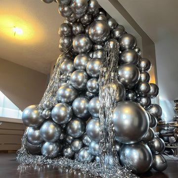 Jobkoo 60Pcs Metallic Silver Balloons 5Inch Shiny Chrome Silver Balloon Silver Metallic Party Balloons Small Silver Chrome Heliu