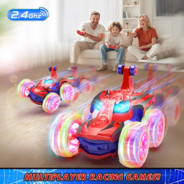 MIXSHAKE Remote Control Car for 3 4 5 6 7 8 Year Old Boys Girls, 360 Flips 4WD RC Cars with Cool Light, Type-C Easy Charging RC
