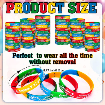 Huquary 48 Pcs Fruit of the Spirit Bracelet Inspirational Scripture Christian Silicone Bracelets Bulk Religious Motivational Lov