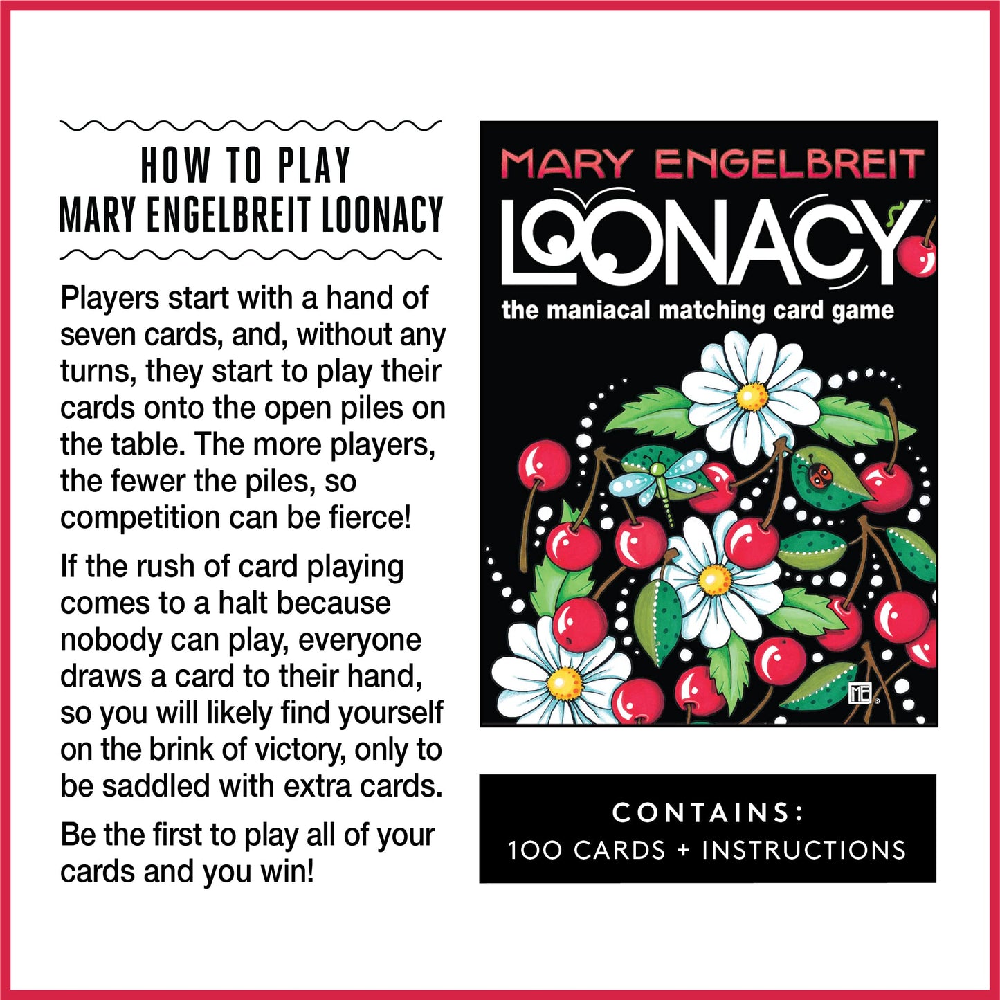 Looney Labs Mary Engelbreit Loonacy Card Game - Charming Whimsical Art, Multicolor, Model LON00088, Cardstock