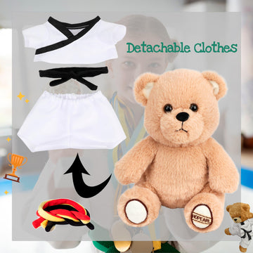 Hopearl Taekwondo Bear Karate Stuffed Animal Toy With Detachable Taekwondo Uniform And 6 Alternative Color Belts 1-10Th Gup, Plu