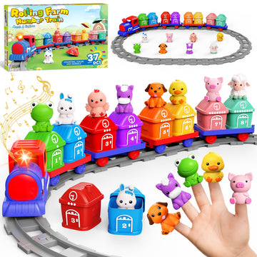 Train Set for Toddlers 2-4,Toddler Toys for 1 2 3 Year Old,Electric Train Set Montessori Learning Matching & Sorting Toys, Learn