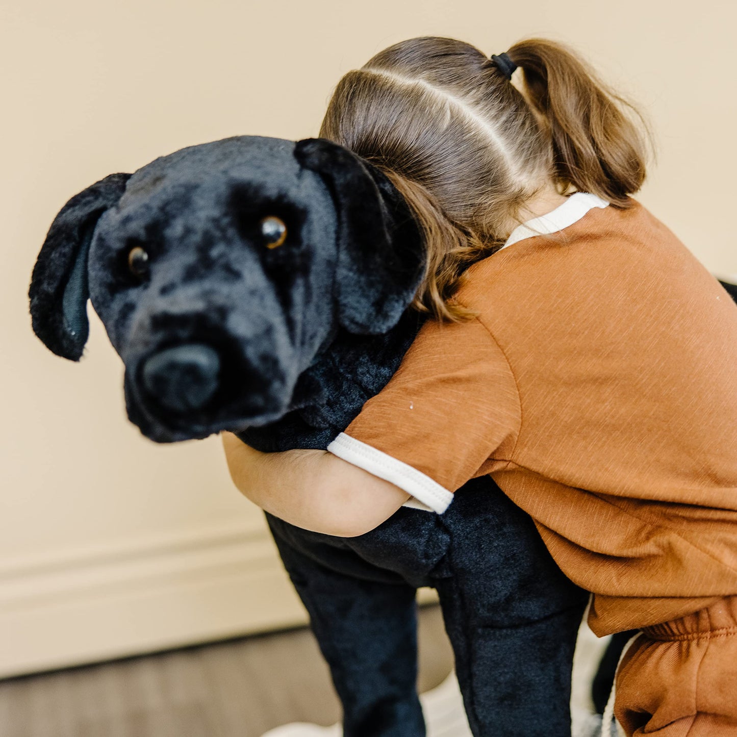 Melissa & Doug Giant Black Lab Stuffed Animal, 77.47 cm, Soft Polyester, Lifelike Design, Multi-color, Model 2117