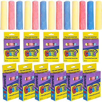 4Es Novelty Sidewalk Chalk Party Favors for Kids. 12 Boxes With 3 Jumbo Chalk In Each Box, Bulk Sidewalk Chalk Individual Packs