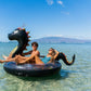Poolcandy Gigantic Inflatable Pool Raft for 2-3 People - Black Glitter Sea Dragon, 3X-Large, Durable PVC Material, Model PC1810BRD