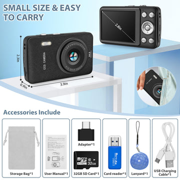 Kids Camera Toys For Boys Girls,Digital Video Camera Toys For Kids With Mp3 Music Player And 32Gb Sd Card,Ideas Birthday Gifts F