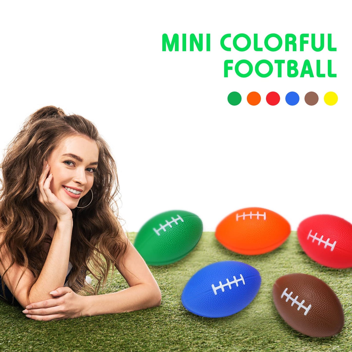 24 Pack Foam Footballs 4.72 Inch Bulk Mini Spiral Football Toys Easy Grip Waterproof Small Soft Emulation Foam Footballs for Kid